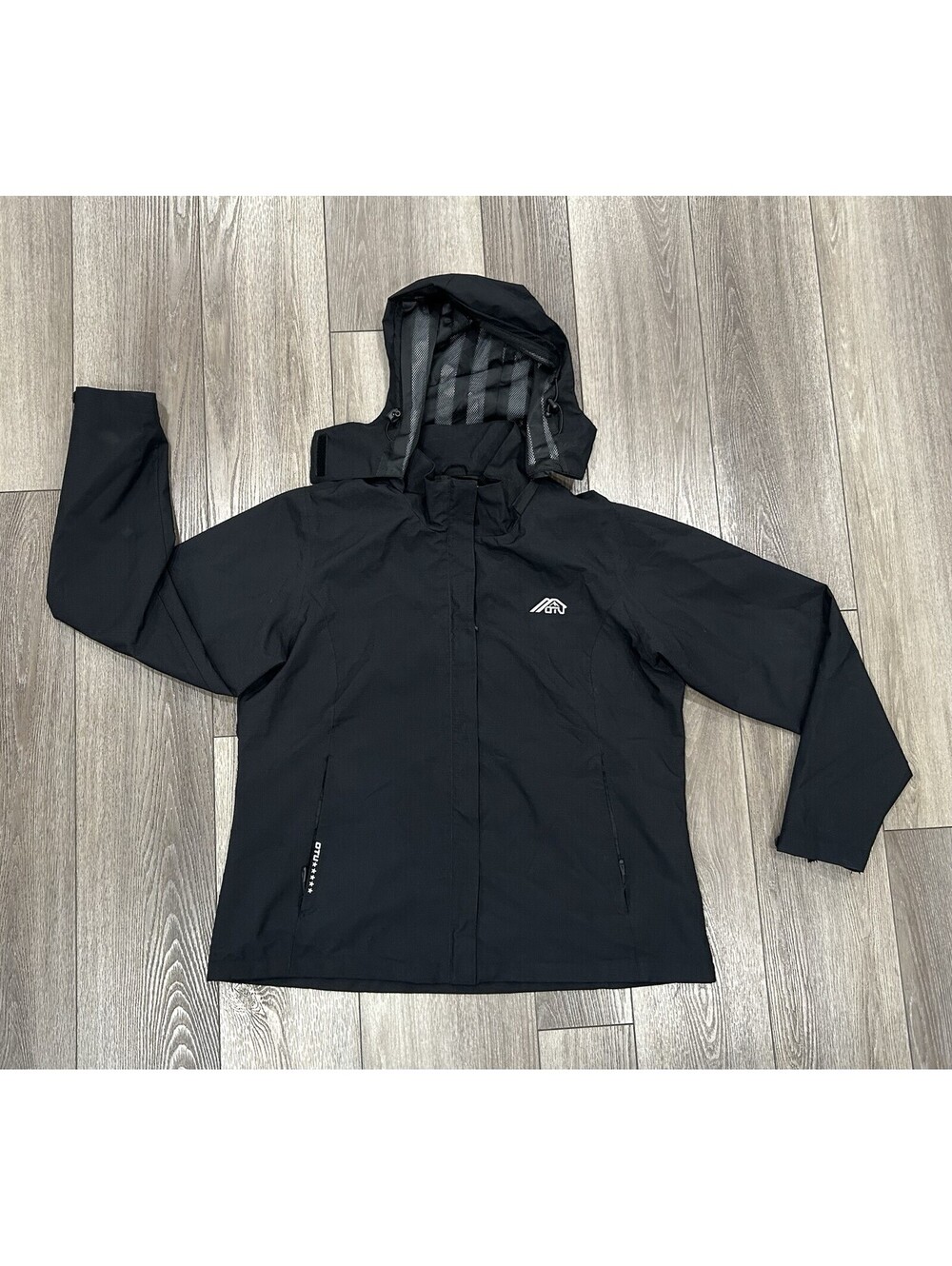 OTU Hooded Lightweight Mesh Lined Full Zip Softshell Black Jacket Women’s Sz XL